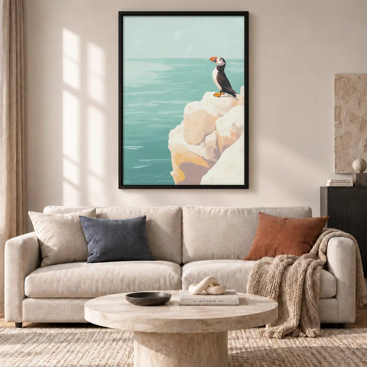 Puffin Standing on Coastal Cliff Wall Art 2