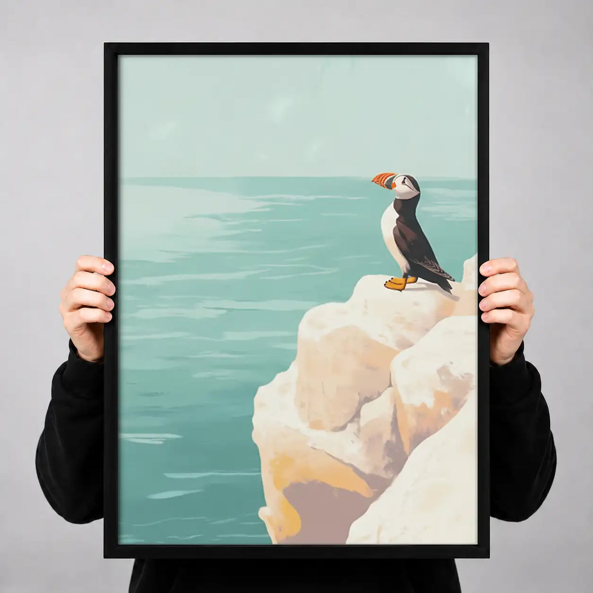Puffin Standing on Coastal Cliff Wall Art 3