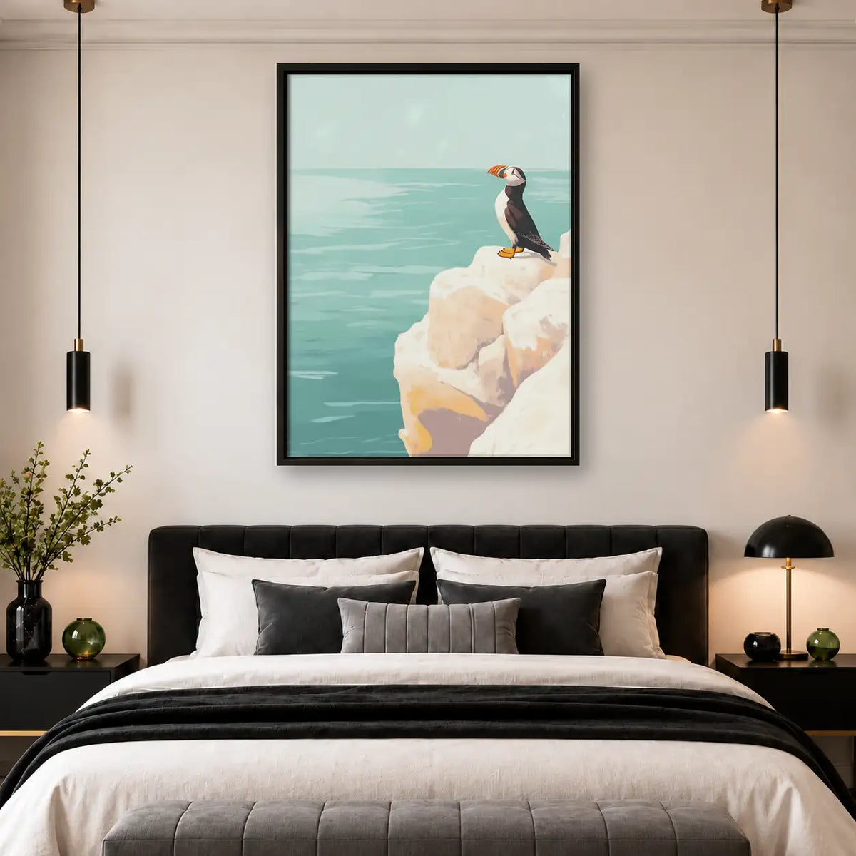 Puffin Standing on Coastal Cliff Wall Art 4
