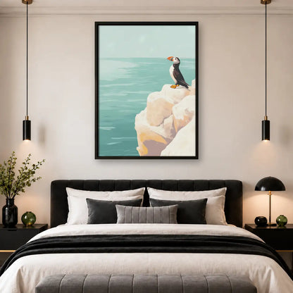 Puffin Standing on Coastal Cliff Wall Art 4