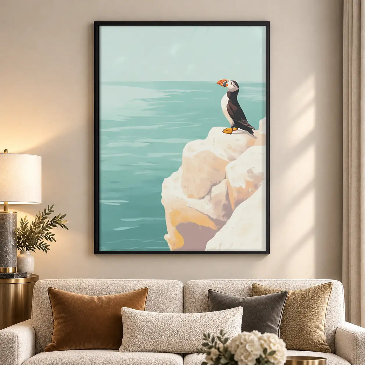 Puffin Standing on Coastal Cliff Wall Art 5