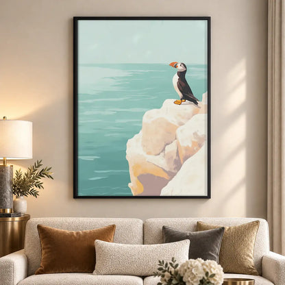 Puffin Standing on Coastal Cliff Wall Art 5