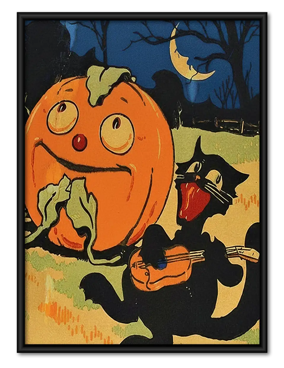 Pumpkin Cat and Witch Wall Art 1