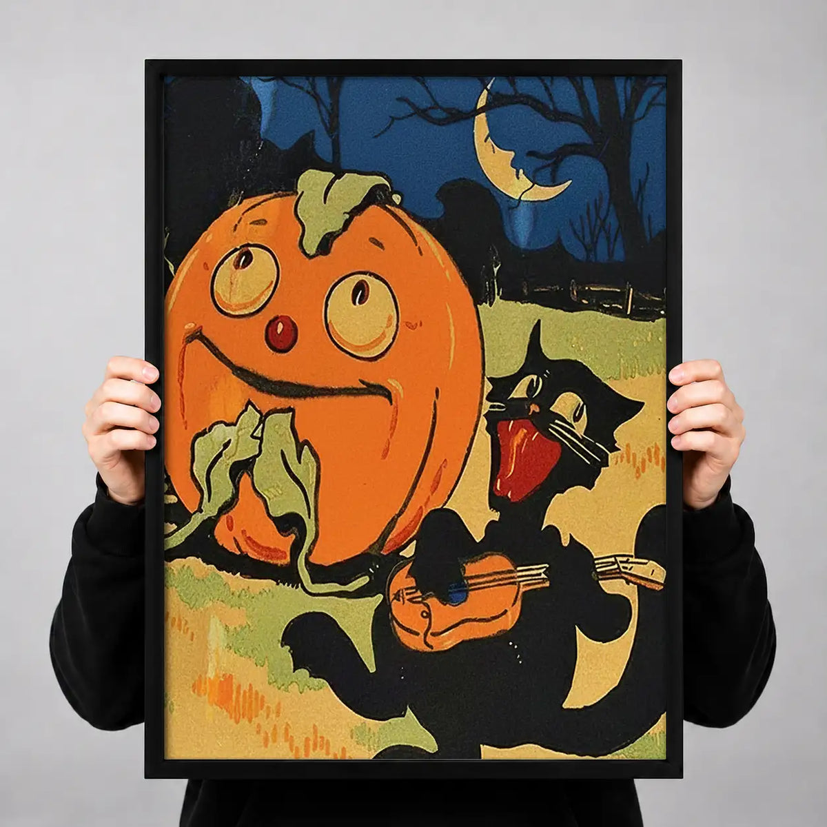 Pumpkin Cat and Witch Wall Art 3