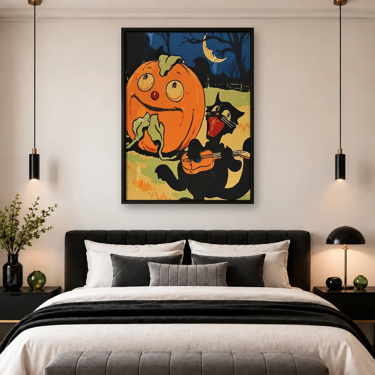 Pumpkin Cat and Witch Wall Art 4