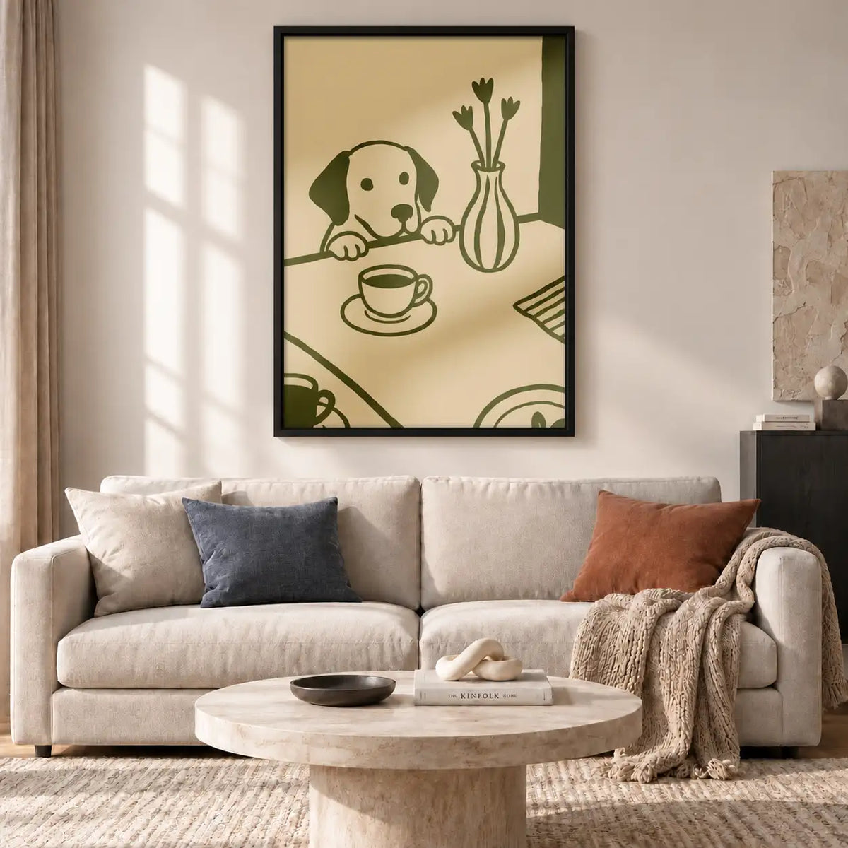 Puppy at Tea Table Line Art Wall Art 2