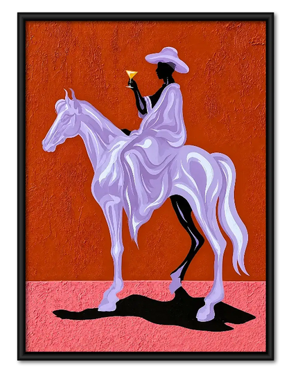 Purple Cowboy Riding Horse Wall Art