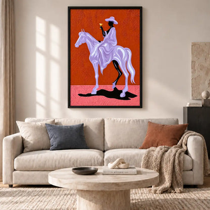 Purple Cowboy Riding Horse Wall Art 2
