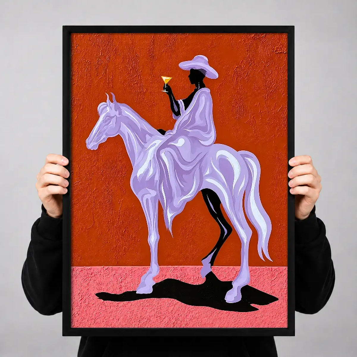 Purple Cowboy Riding Horse Wall Art 3