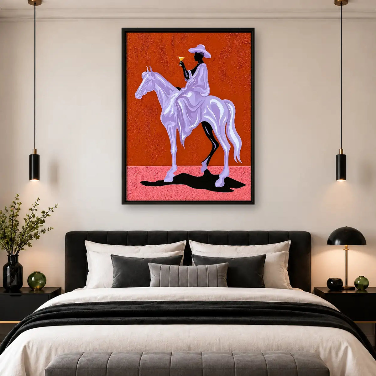 Purple Cowboy Riding Horse Wall Art 4