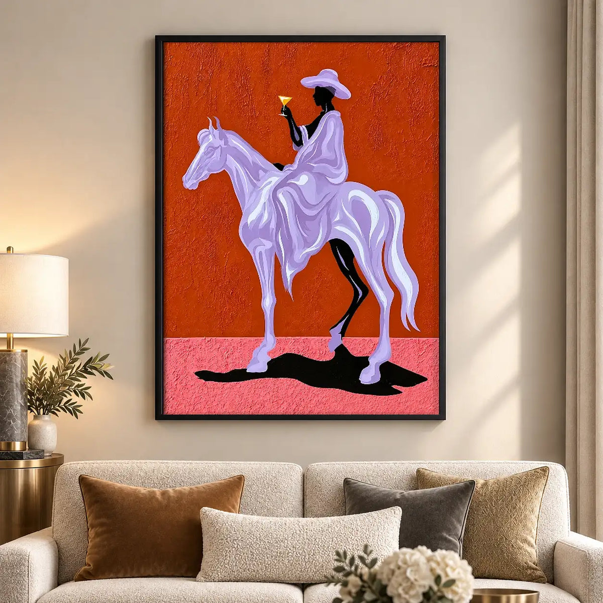 Purple Cowboy Riding Horse Wall Art 5