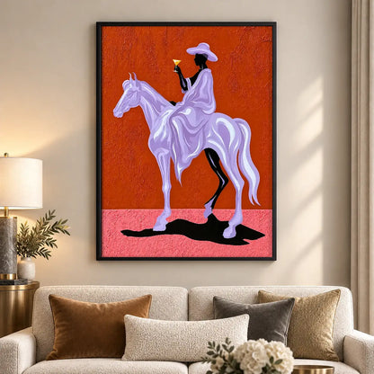 Purple Cowboy Riding Horse Wall Art 5
