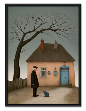 Quiet House Beneath Bare Tree Wall Art