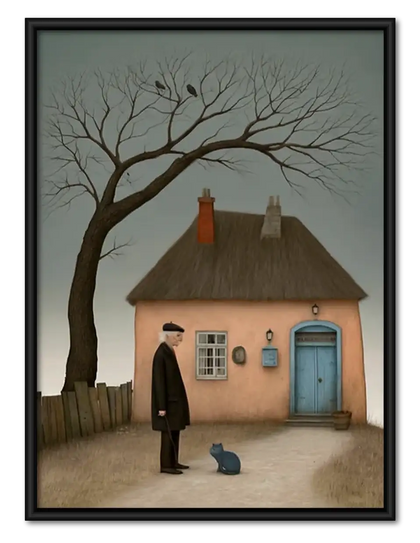 Quiet House Beneath Bare Tree Wall Art