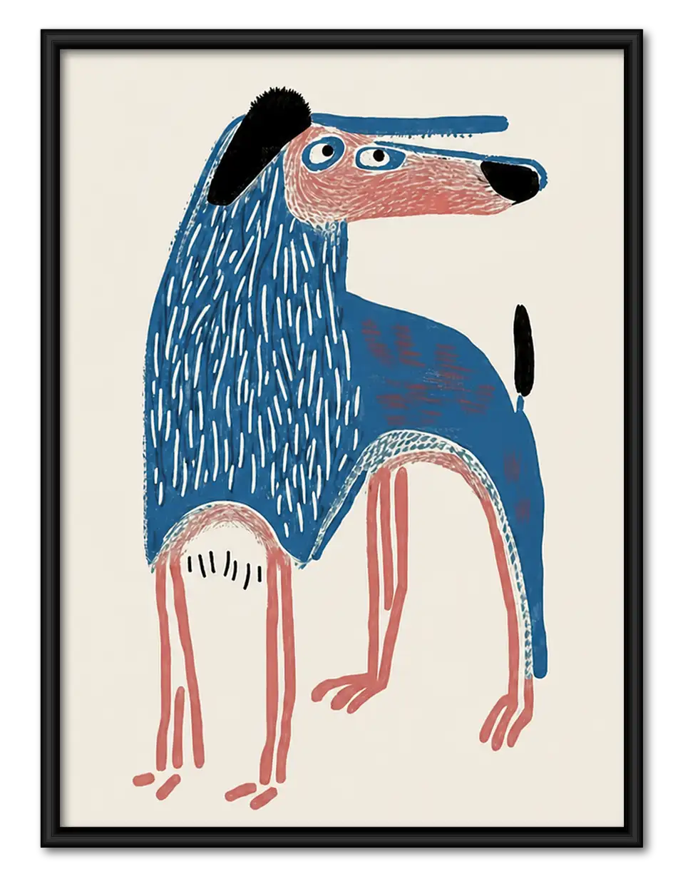 Quirky Blue Dog Character Wall Art 1