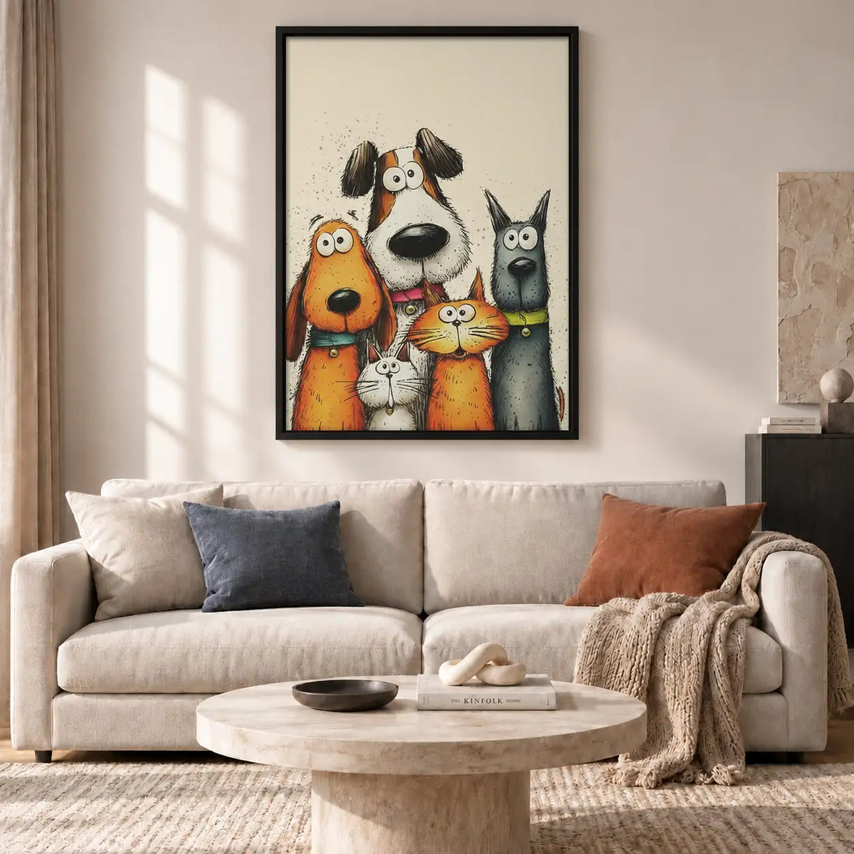 Quirky Dog and Cat Group Wall Art 2