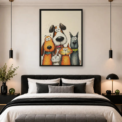 Quirky Dog and Cat Group Wall Art 4