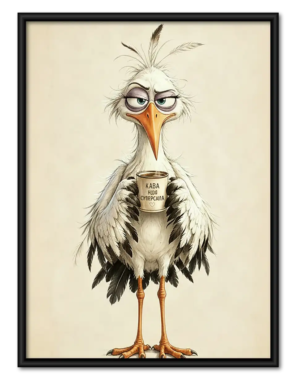 Quirky Long-Leg Bird Portrait Wall Art 1