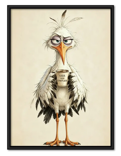Quirky Long-Leg Bird Portrait Wall Art