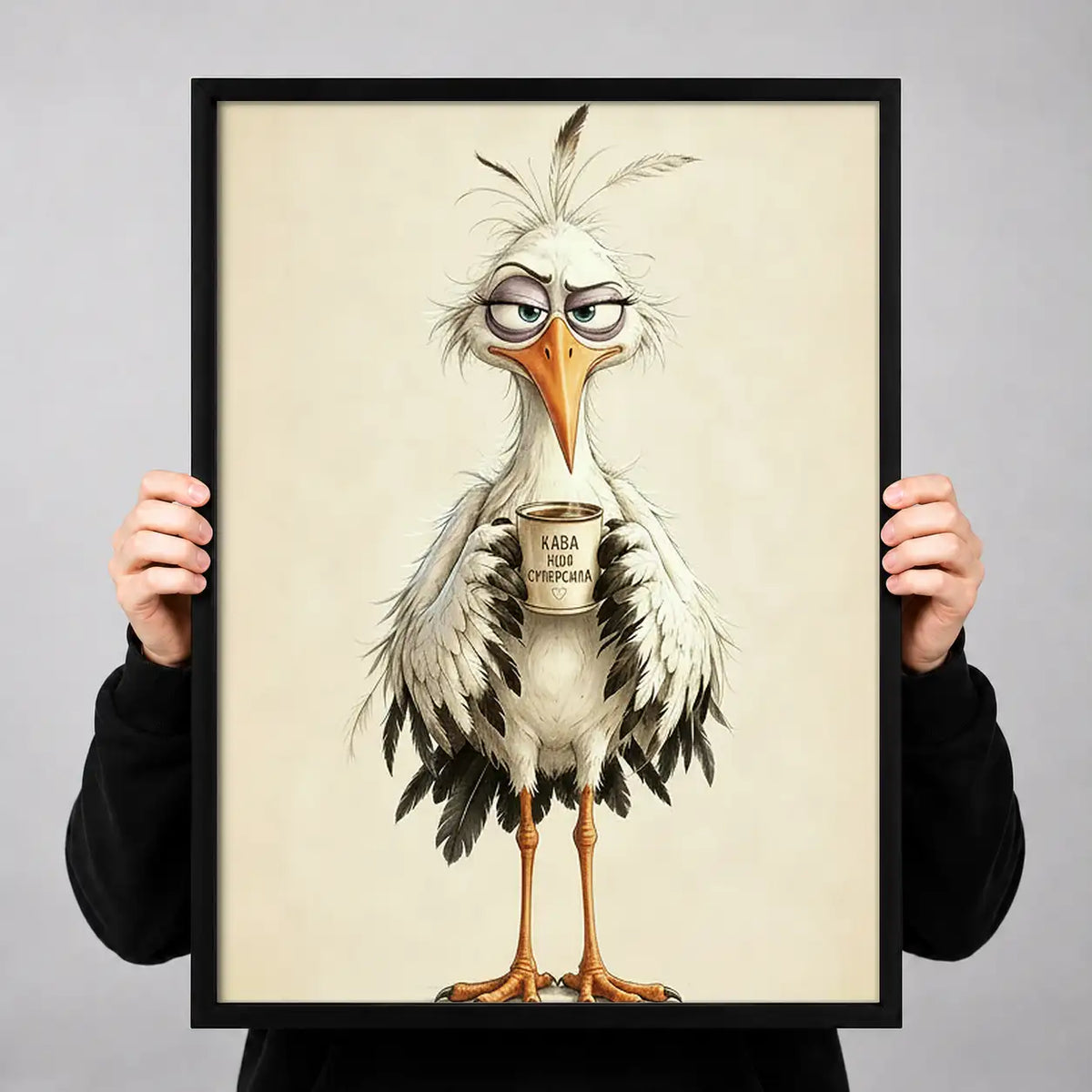Quirky Long-Leg Bird Portrait Wall Art 3