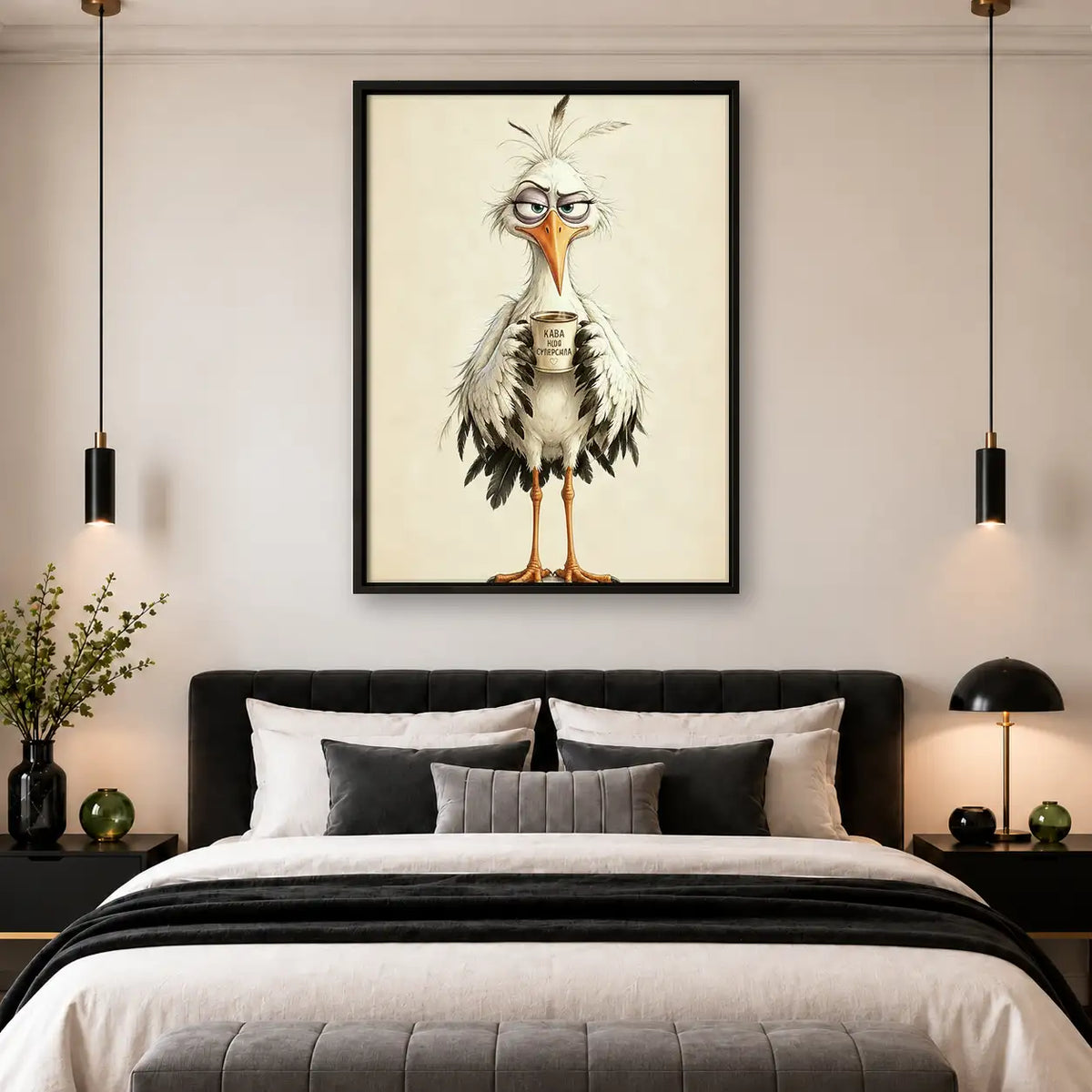 Quirky Long-Leg Bird Portrait Wall Art 4