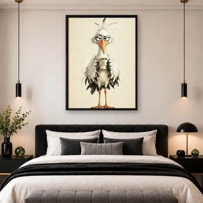 Quirky Long-Leg Bird Portrait Wall Art 4