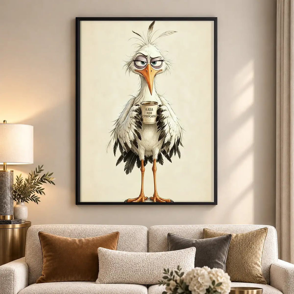 Quirky Long-Leg Bird Portrait Wall Art 5