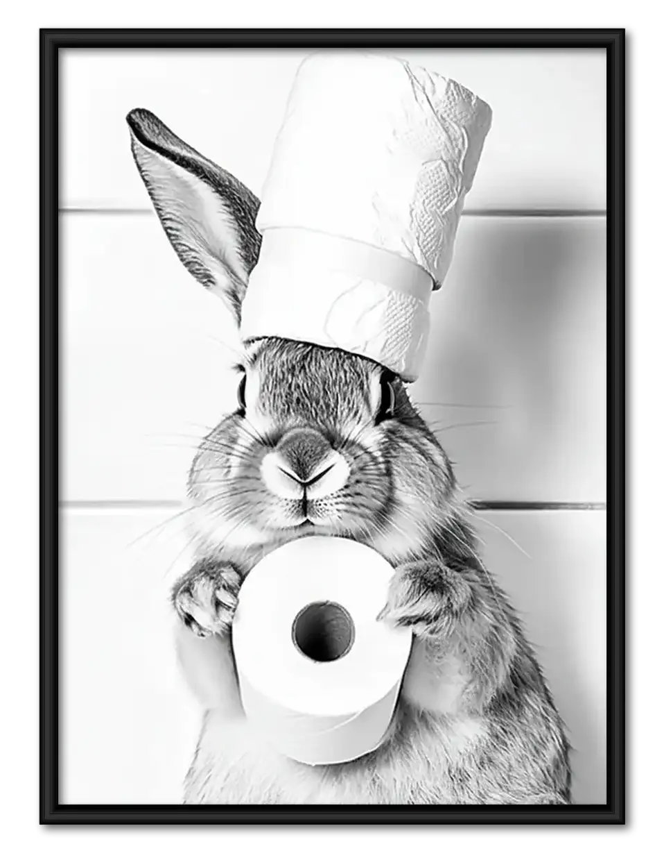 Rabbit Holding Toilet Paper Wall Art 1