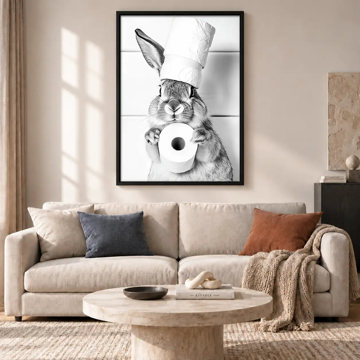 Rabbit Holding Toilet Paper Wall Art 2