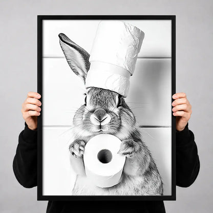 Rabbit Holding Toilet Paper Wall Art 3
