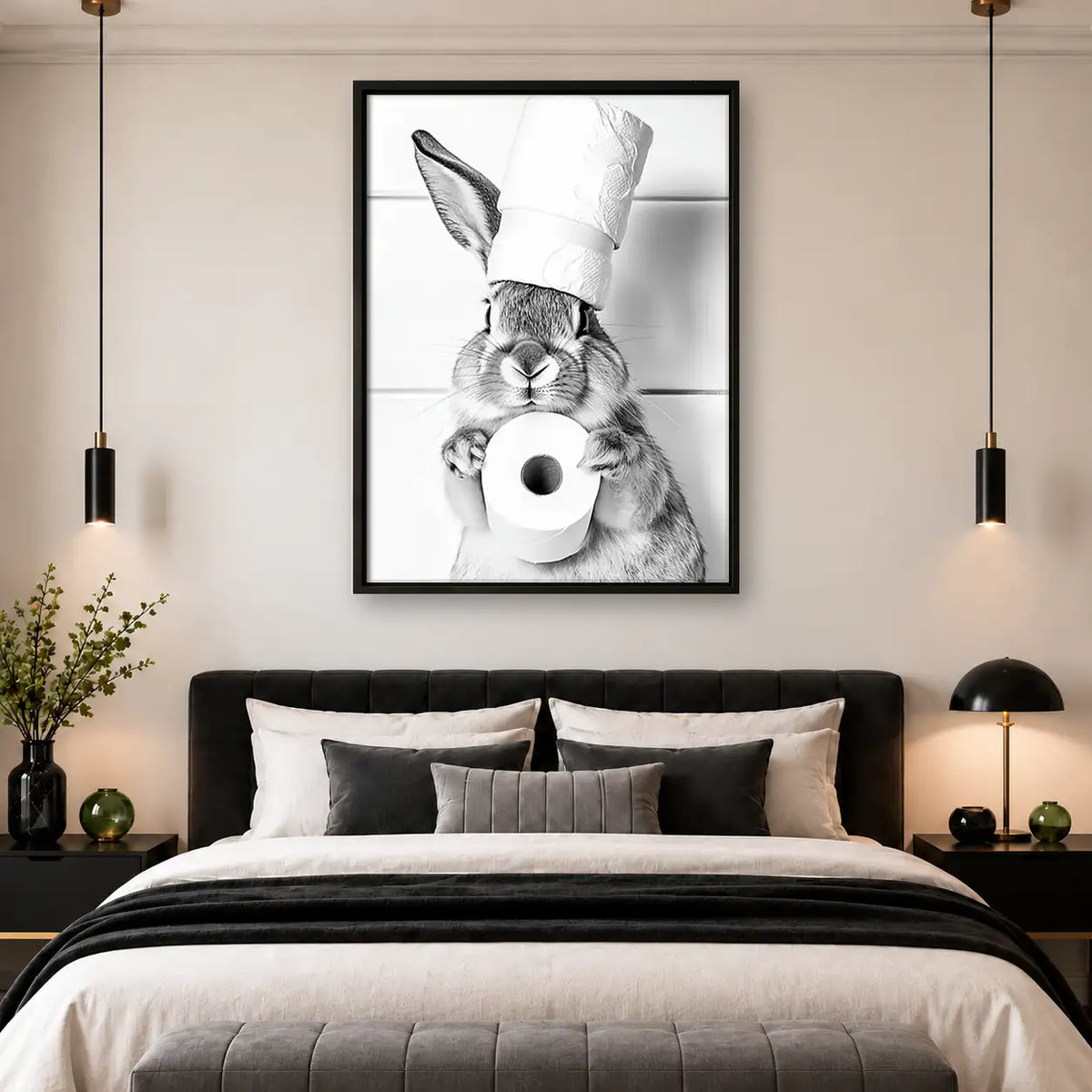 Rabbit Holding Toilet Paper Wall Art 4