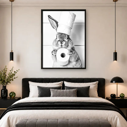 Rabbit Holding Toilet Paper Wall Art 4