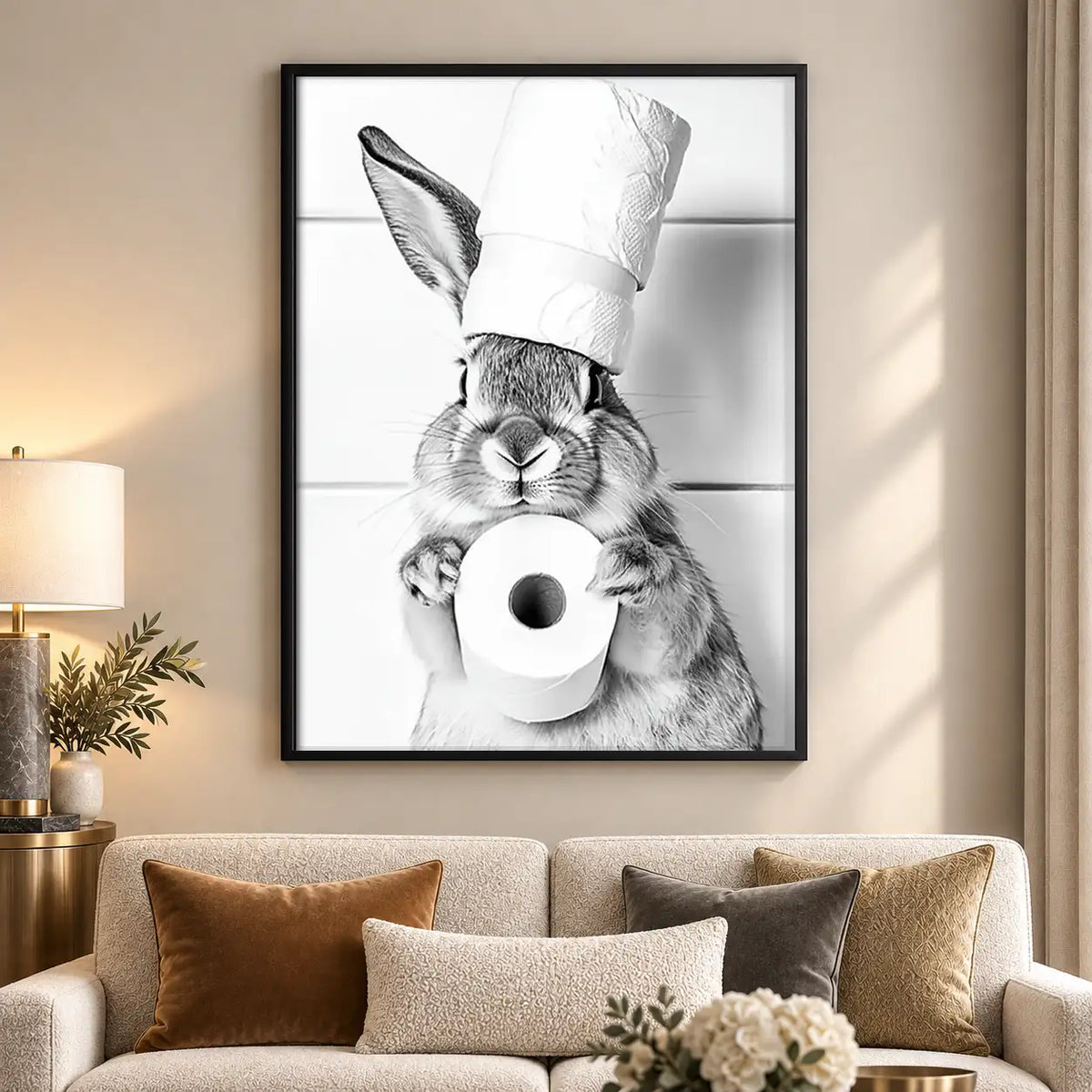 Rabbit Holding Toilet Paper Wall Art 5