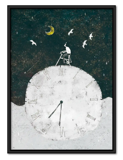 Rabbit Reaching for Crescent Moon Wall Art