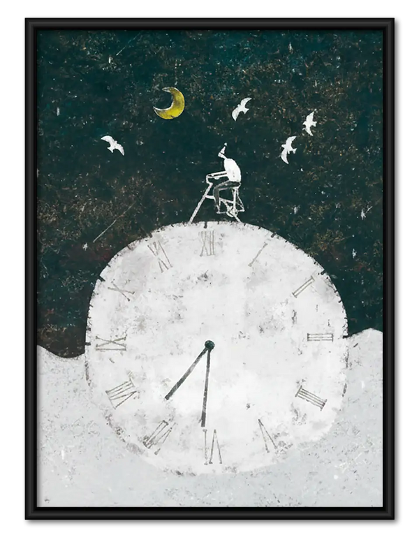 Rabbit Reaching for Crescent Moon Wall Art