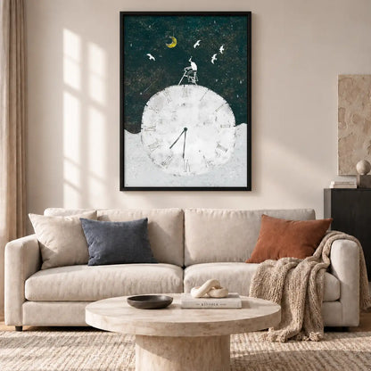Rabbit Reaching for Crescent Moon Wall Art 2