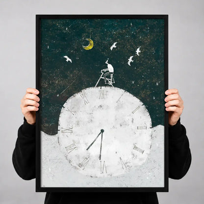 Rabbit Reaching for Crescent Moon Wall Art 3