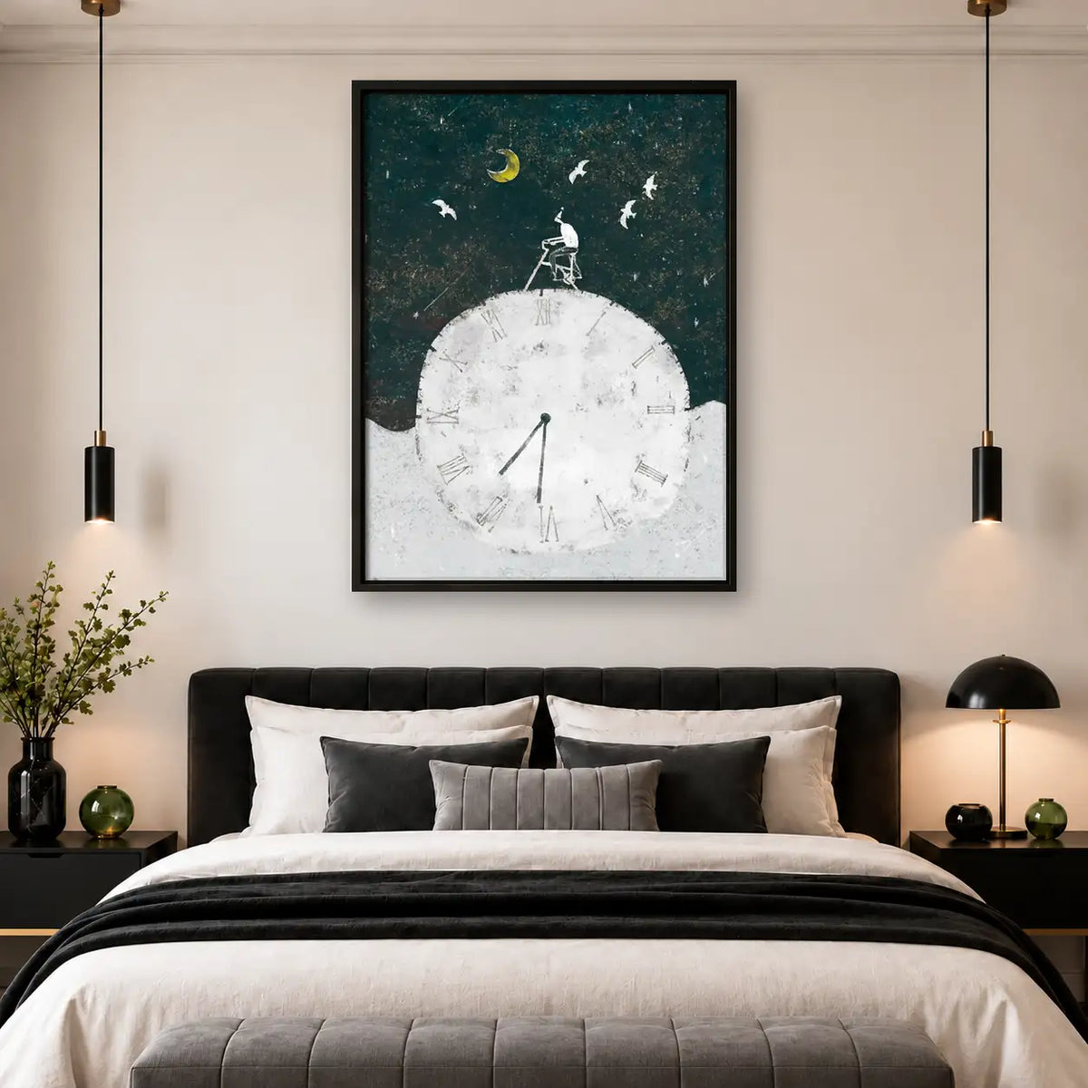 Rabbit Reaching for Crescent Moon Wall Art 4