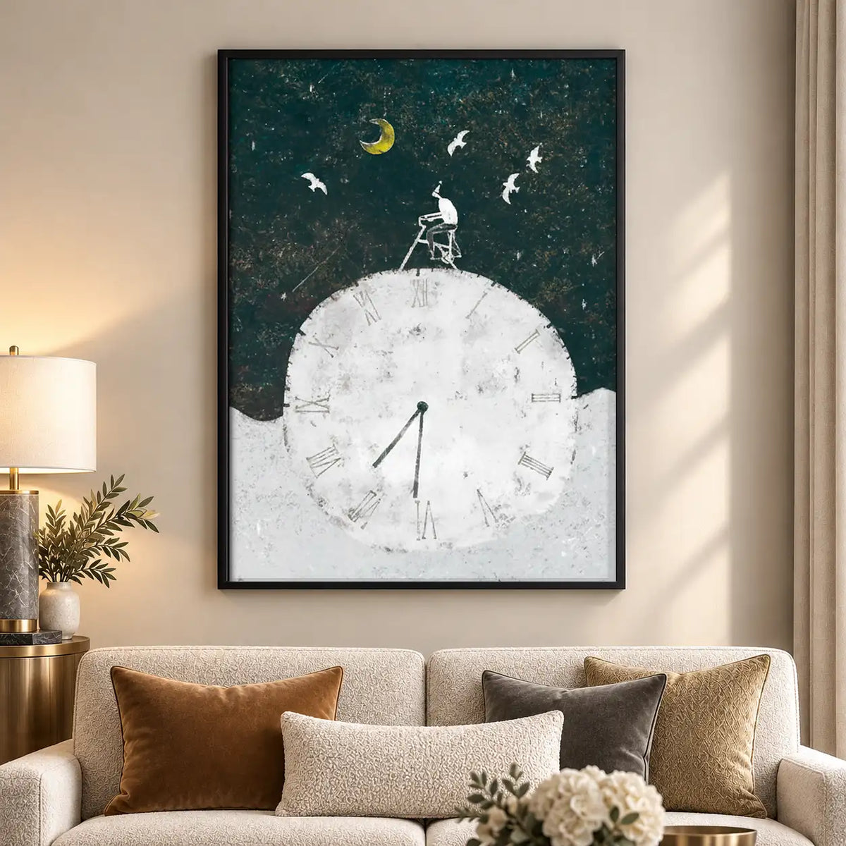 Rabbit Reaching for Crescent Moon Wall Art 5