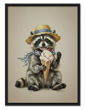 Raccoon Eating Ice Cream Wall Art