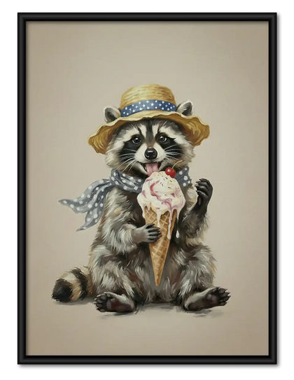 Raccoon Eating Ice Cream Wall Art