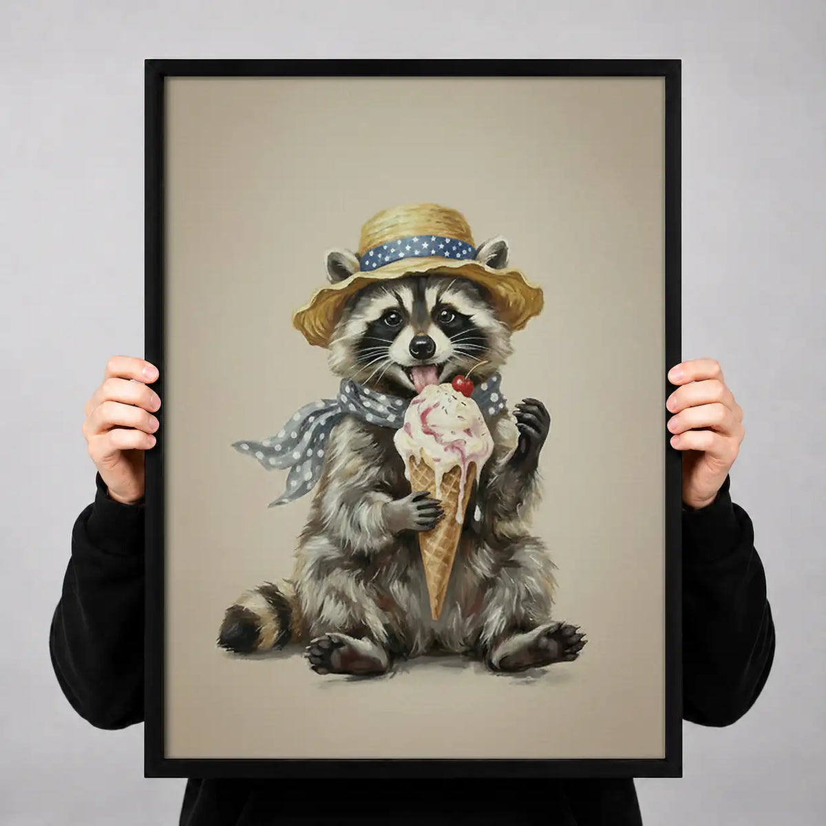 Raccoon Eating Ice Cream Wall Art 3