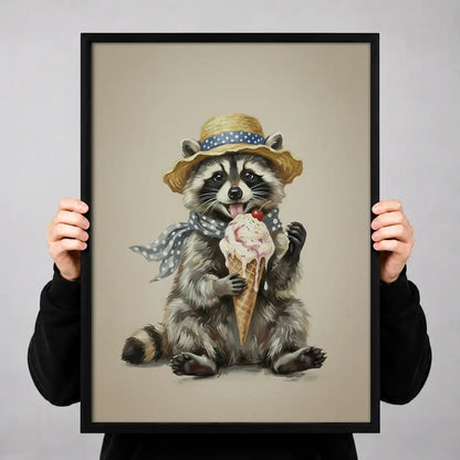 Raccoon Eating Ice Cream Wall Art 3