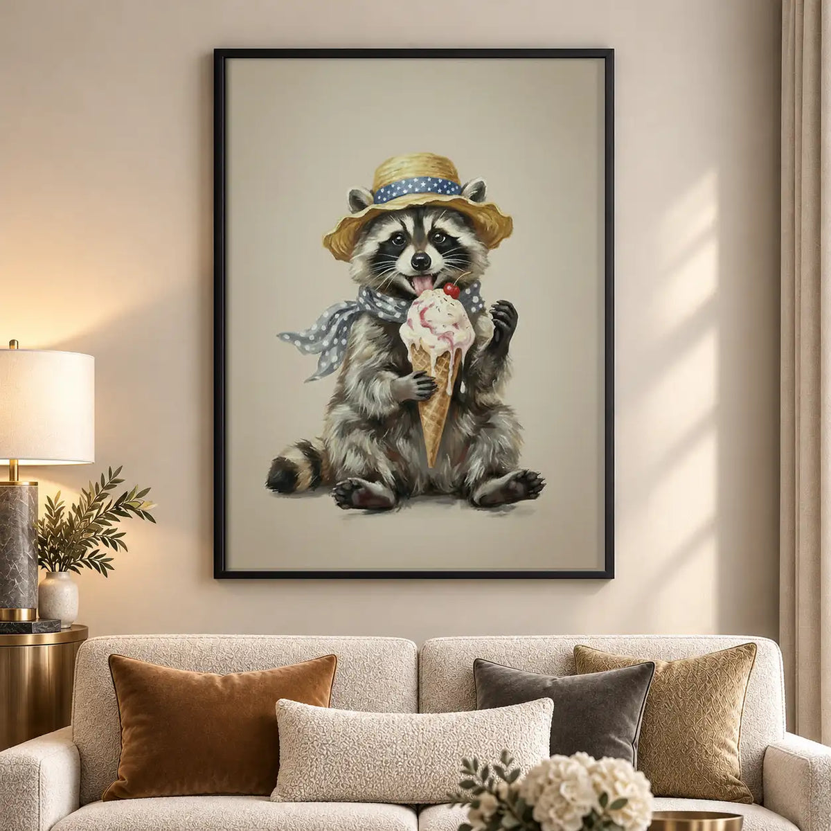 Raccoon Eating Ice Cream Wall Art 5
