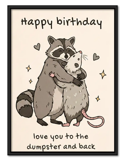 Raccoon Happy Birthday Wall Art 1