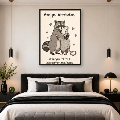 Raccoon Happy Birthday Wall Art 4