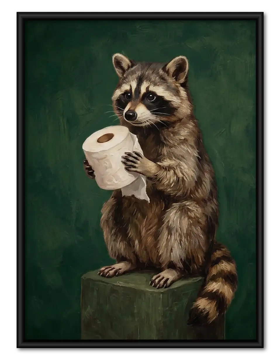Raccoon Holding Toilet Paper Wall Art 1