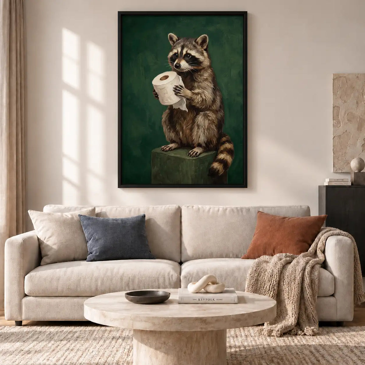Raccoon Holding Toilet Paper Wall Art 2