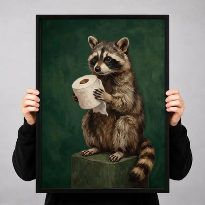 Raccoon Holding Toilet Paper Wall Art 3