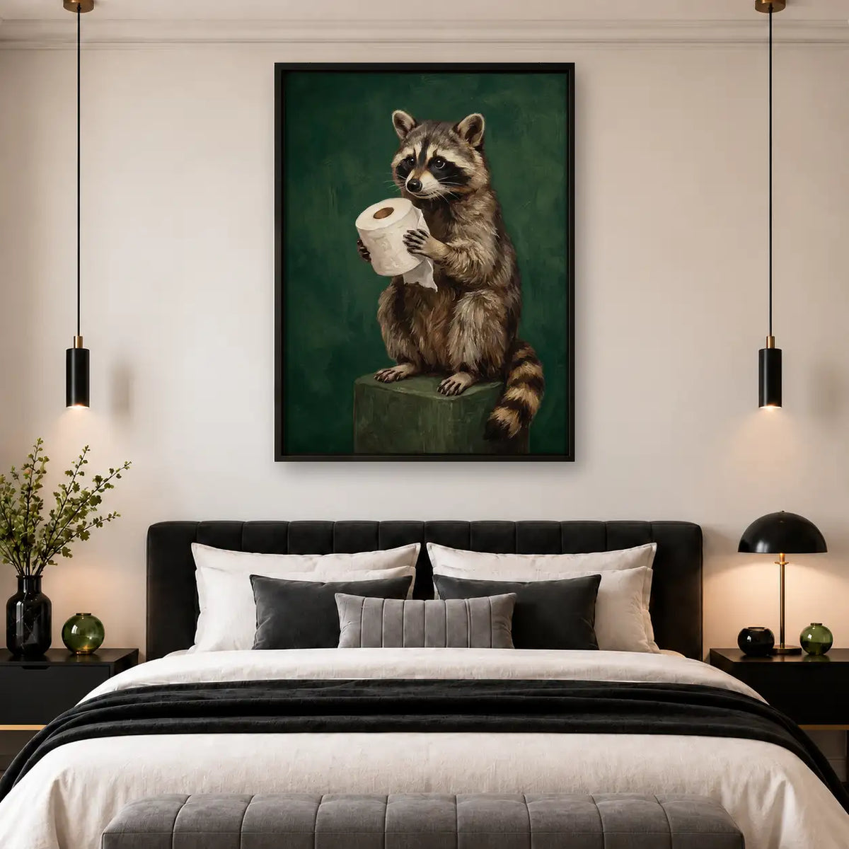 Raccoon Holding Toilet Paper Wall Art 4